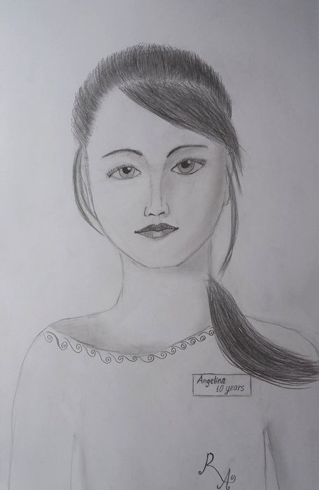 Art Studio PALETTE. Angelina Rudakova Picture.  Pencil People Selfportrait 